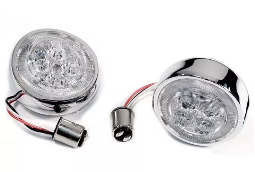 Ciro Fang Rear Turn Signal Light Inserts - Chrome w/Red LED (45501)