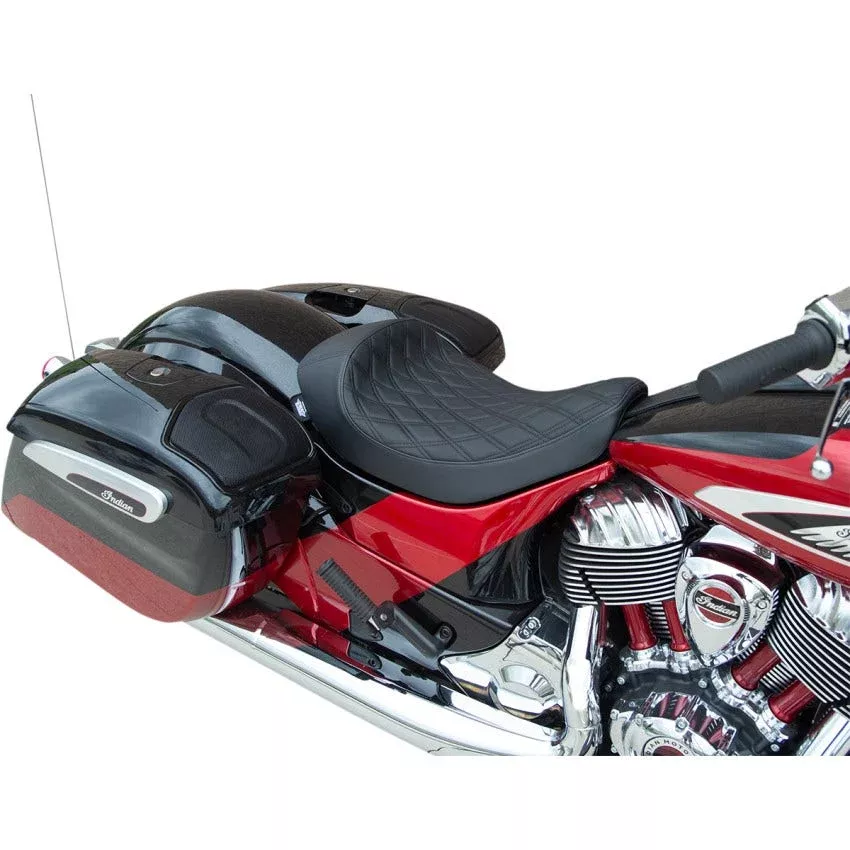 Drag Black Dbl Diamond Solo Seat Indian 14-23 Chieftain/Chief/DH/Roadmaster
