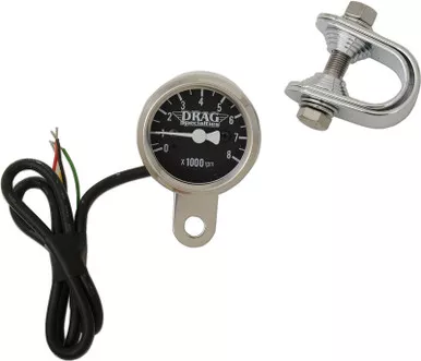 Drag Specialties 1-7/8" Electronic Mini Tachometer - Steel Housing - LED Illuminated Black Face-2211-0055