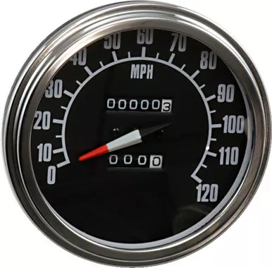 Drag Specialties 5" FL-Style 2240:60 Speedometer with Reed Switch - '68-'84 Black Face-DS-243901