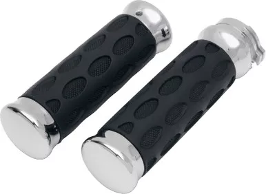 Drag Specialties Chrome/Rubber Hotop Grips-0630-0372