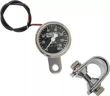 Drag Specialties Mini Speedometer - Black - 2240:60 Ratio - 1-7/8"-7805-6845