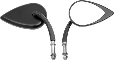 Drag Specialties Mirror - Tear Drop - Black - Short Stem-0640-0390