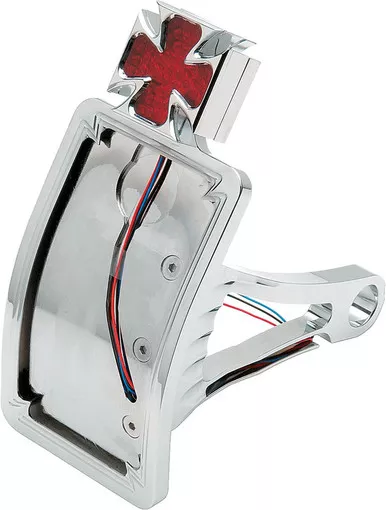 Drag Specialties Side Mount Taillight/License Plate Mount - Curved Vertical - Maltese Cross-2010-0558