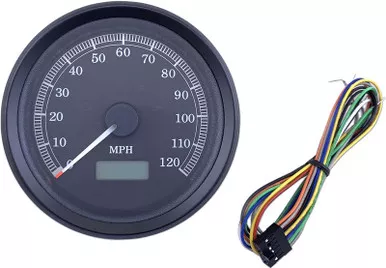 Drag Specialties Universal 3-3/8" Programmable Electronic Speedometer - MPH - Black Face - Black Bezel-2210-0502