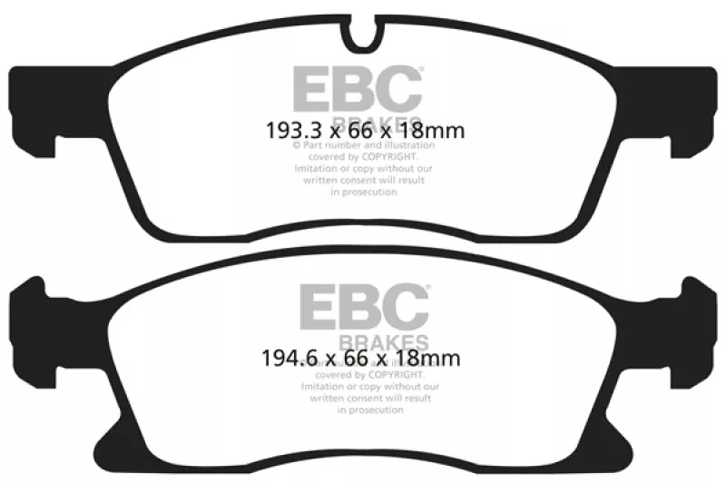 EBC Ultimax2 Front Brake Pads fits 2011-2023 Dodge Durango Citadel / 2011-2013 Dodge Durango Crew / 2011 Dodge Durango Express / 2017-2023 Dodge Durango GT