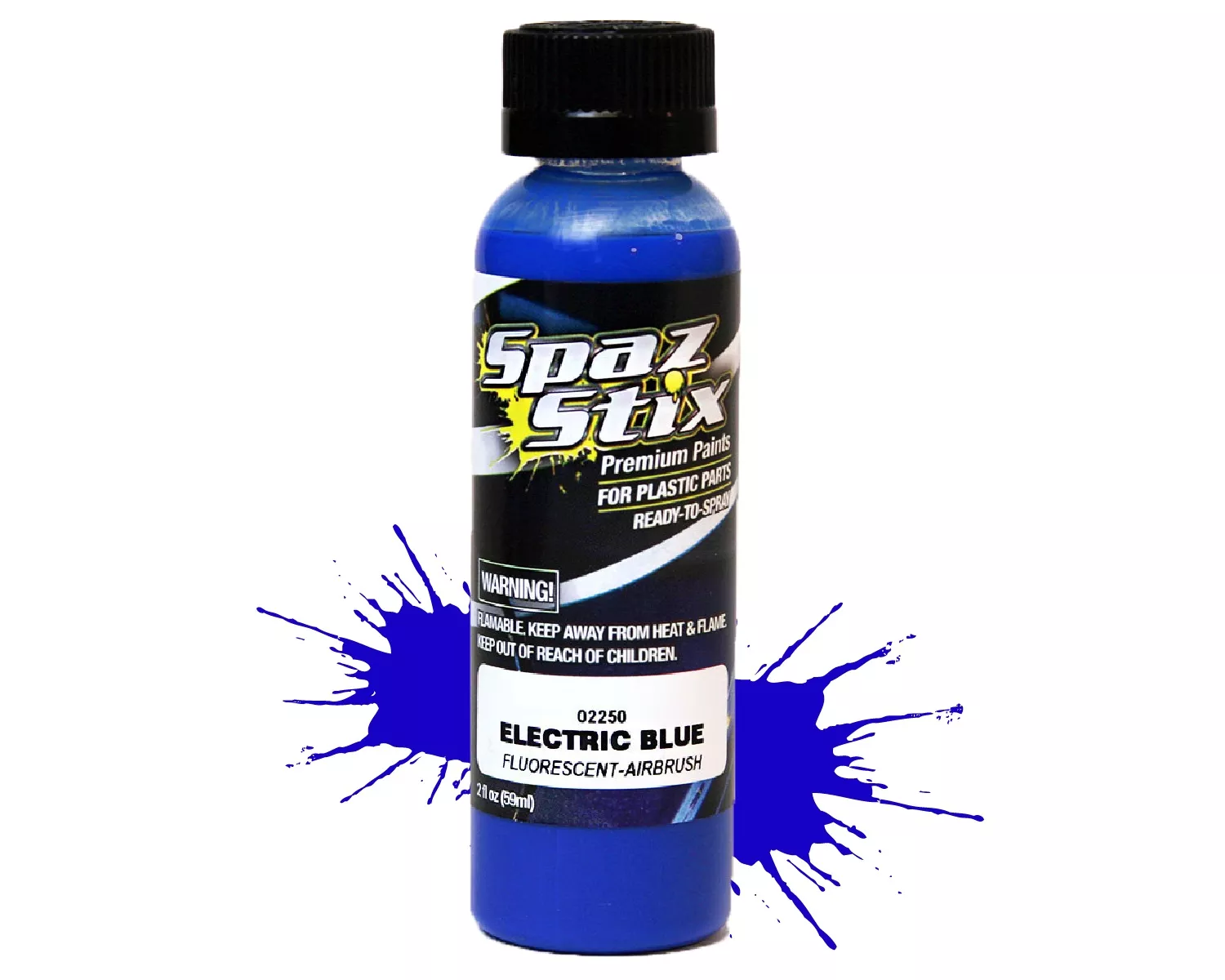 Electric Blue Fluorescent Airbrush Ready Paint, 2oz Bottle
