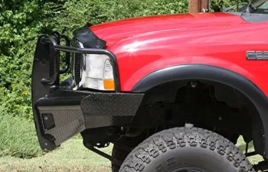 Fab Fours FS99-S1660-1 Black Steel Ranch Bumper w/ Grill Guard & Light Cut-Outs
