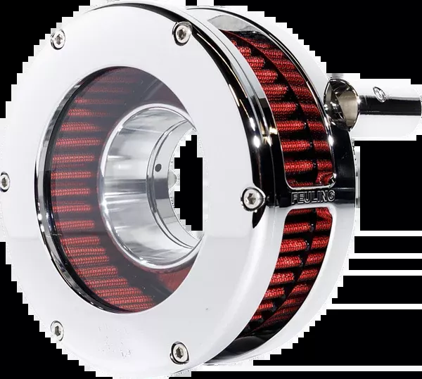Feuling Parts Slim BA Air Cleaner Kit - Chrome/Clear - Red Filter - Twin Cam