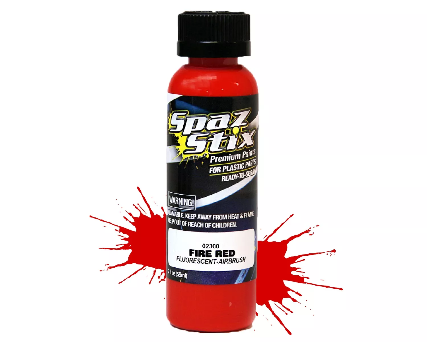 Fire Red Fluorescent Airbrush Ready Paint, 2oz Bottle