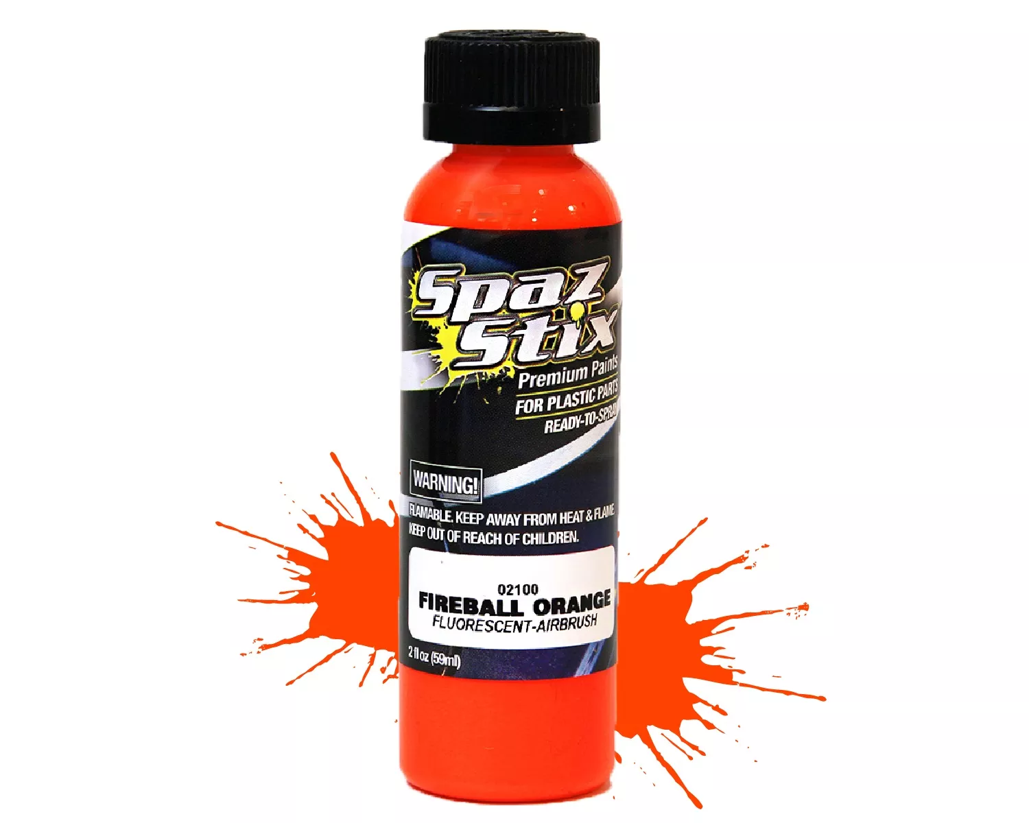 Fireball Orange Fluorescent Airbrush Ready Paint, 2oz