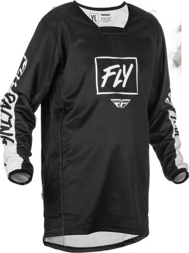 Fly Racing Kinetic Rebel Black White Youth Jersey