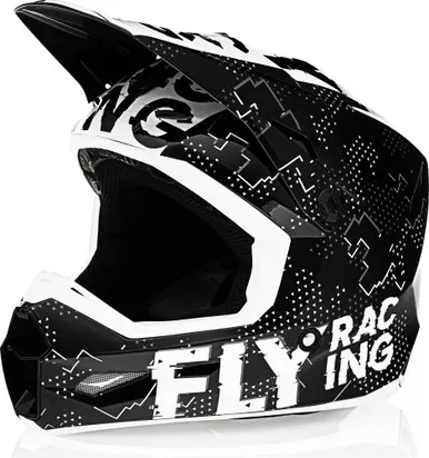 Fly Racing Kinetic Scan Black White Youth Helmet