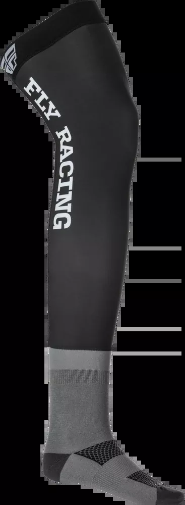 Fly Racing Knee Brace Socks Black Grey White LG XL