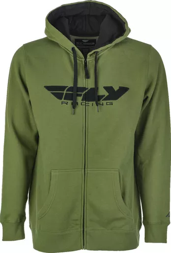 Fly Racing Olive Corporate Zip Up Hoodie