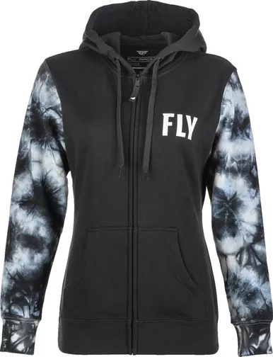 Fly Racing Tie-Dye Black Grey Womens Zip Up Hoodie