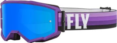 Fly Racing Zone Purple Black with Sky Blue Mirror Smoke Lens Goggle