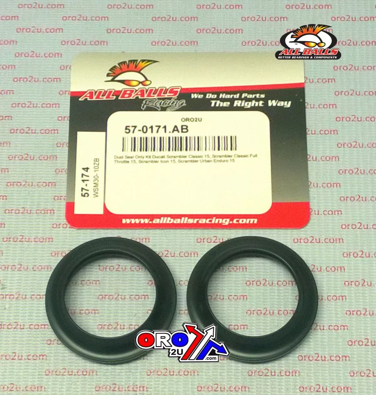 FORK DUST SEAL SET ALLBALLS, ALLBALLS 57-174 DUST SEAL KIT