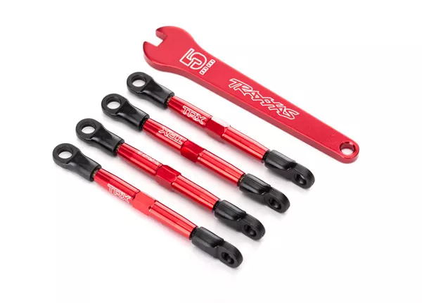 Front & Rear Toe Links, Aluminum (Red-Anodized) (Assembled with Rod Ends & Threaded Inserts) (4)