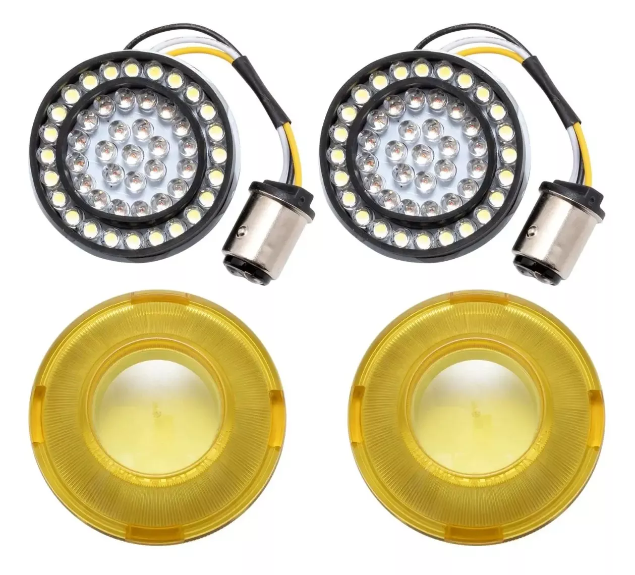 HogWorkz Halomaker Amberz Bullet Style 1157 LED Front Turn Signal Inserts For Harley