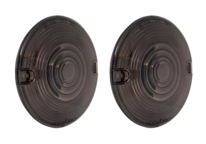 HogWorkz Smoked Turn Signal Pancake Style Lenses For Harley 1987-2023
