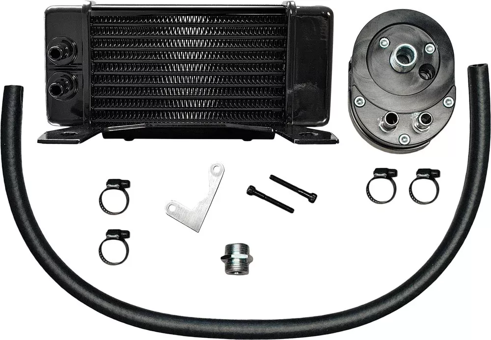 Jagg Lowmount 10-ROW OIL Cooler Black - 750-2300 For Harley Touring 1984-2008