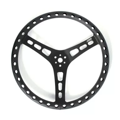 Joes 15in LW Steering Wheel Alum Dished Black 13515-B