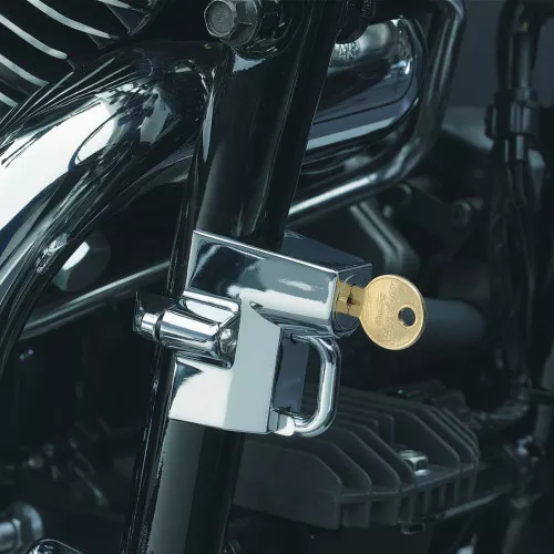 Kuryakyn 7/8"-1.25" Downtube Mounted Universal Chrome Helmet Lock (4220)