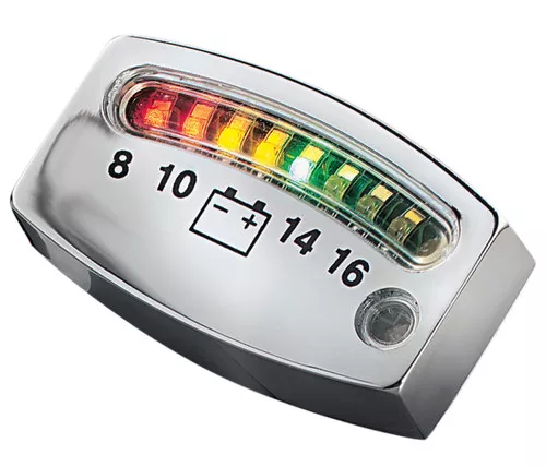 Kuryakyn LED Chrome Battery Gauge (4219)