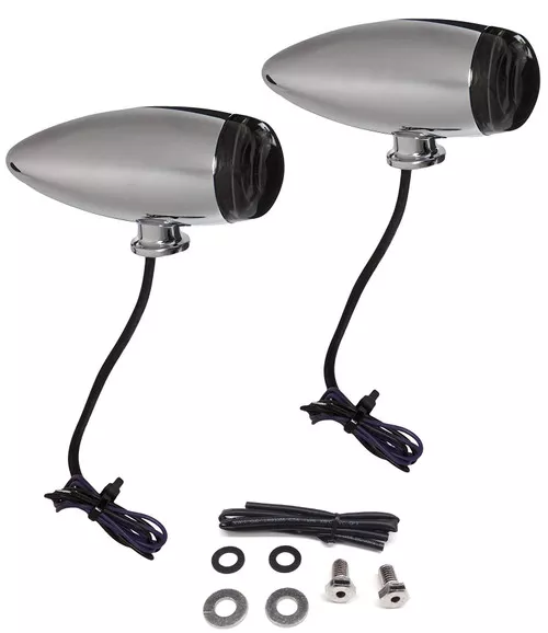 Kuryakyn LED Mini Bullet Chrome Turn Signals w/Amber LED & Smoke Lens (2500)