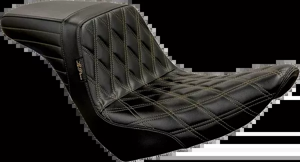 Le Pera Kickflip Seat - Diamond W/Chestnut Stitching - Black - Softail '18-'23