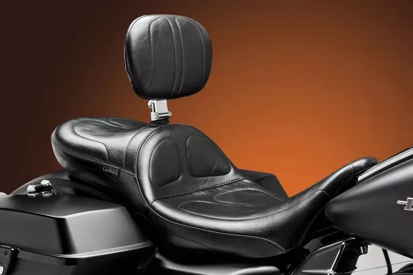 Le Pera Maverick Daddy Long Legs Seat – With Backrest – Black – Stitched – FL ’08-’25
