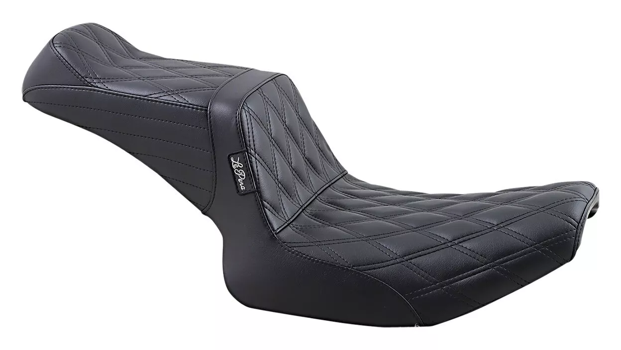 Le Pera TailWhip Double Diamond Stitch 2-Up Seat For Harley FXR 1982-1994