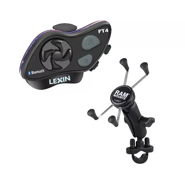 Lexin LX-FT4 Bluetooth With Large RAM Mount Kit (LX-FT4 LARGE RAM)