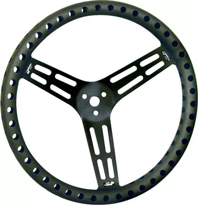Longacre Steering Wheel 15in Dished Drilled Black 52-56838
