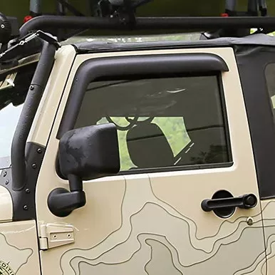 Matte Black Window Rain Deflectors for Jeep Wrangler JK 07-18 2 Door 11349.11