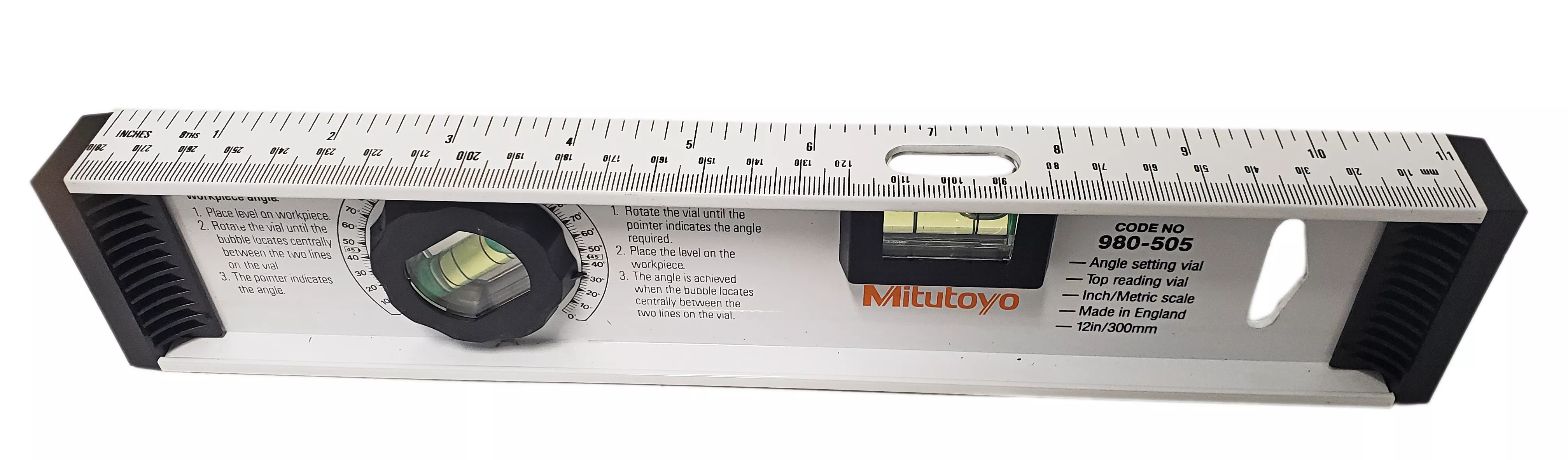 Mitutoyo 1 Ft. Aluminum Level with Angle Setter