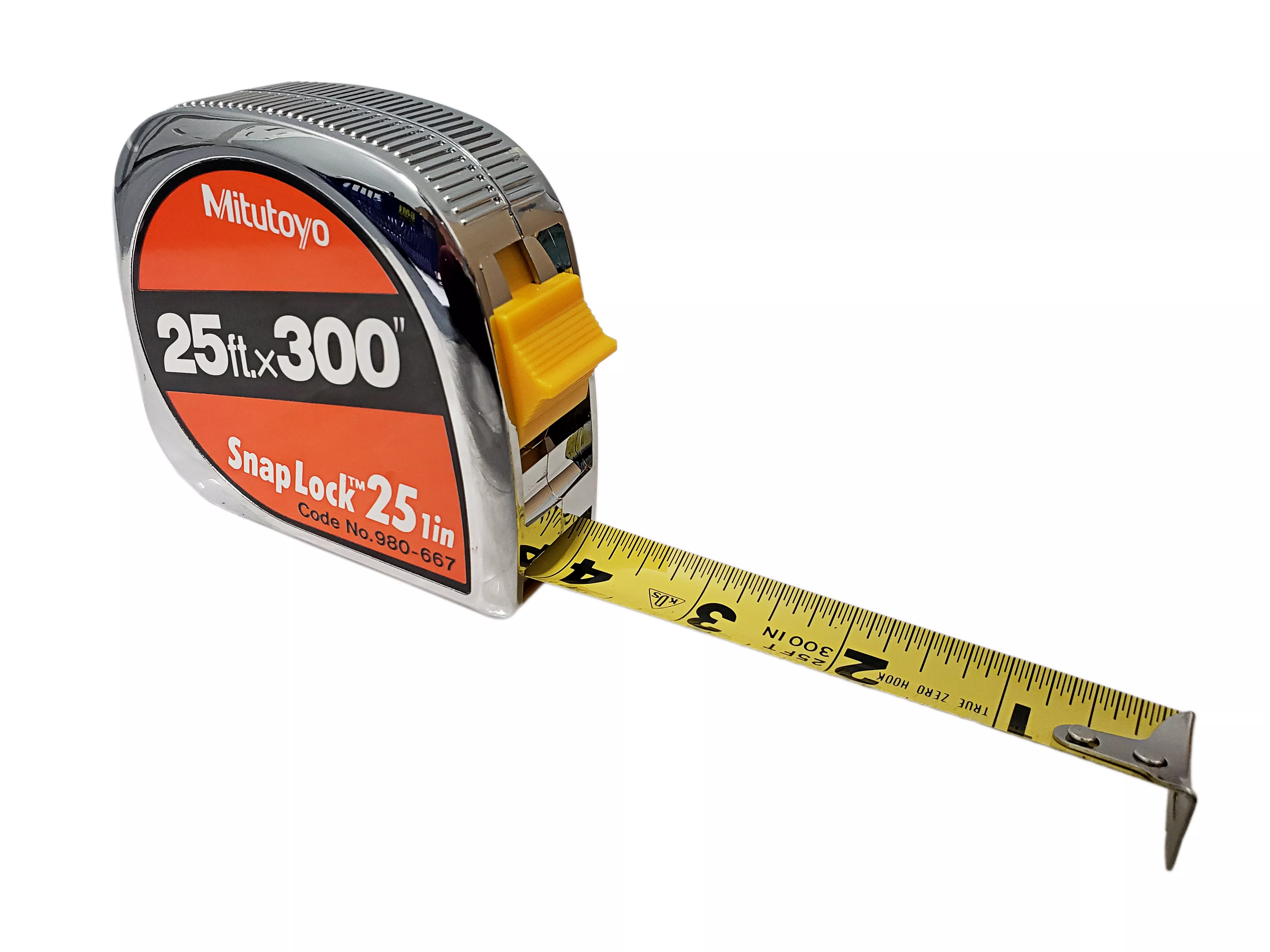 Mitutoyo 25 Ft. Tape Measure with Snap Lock - "Metal-Look" Case (1" width)