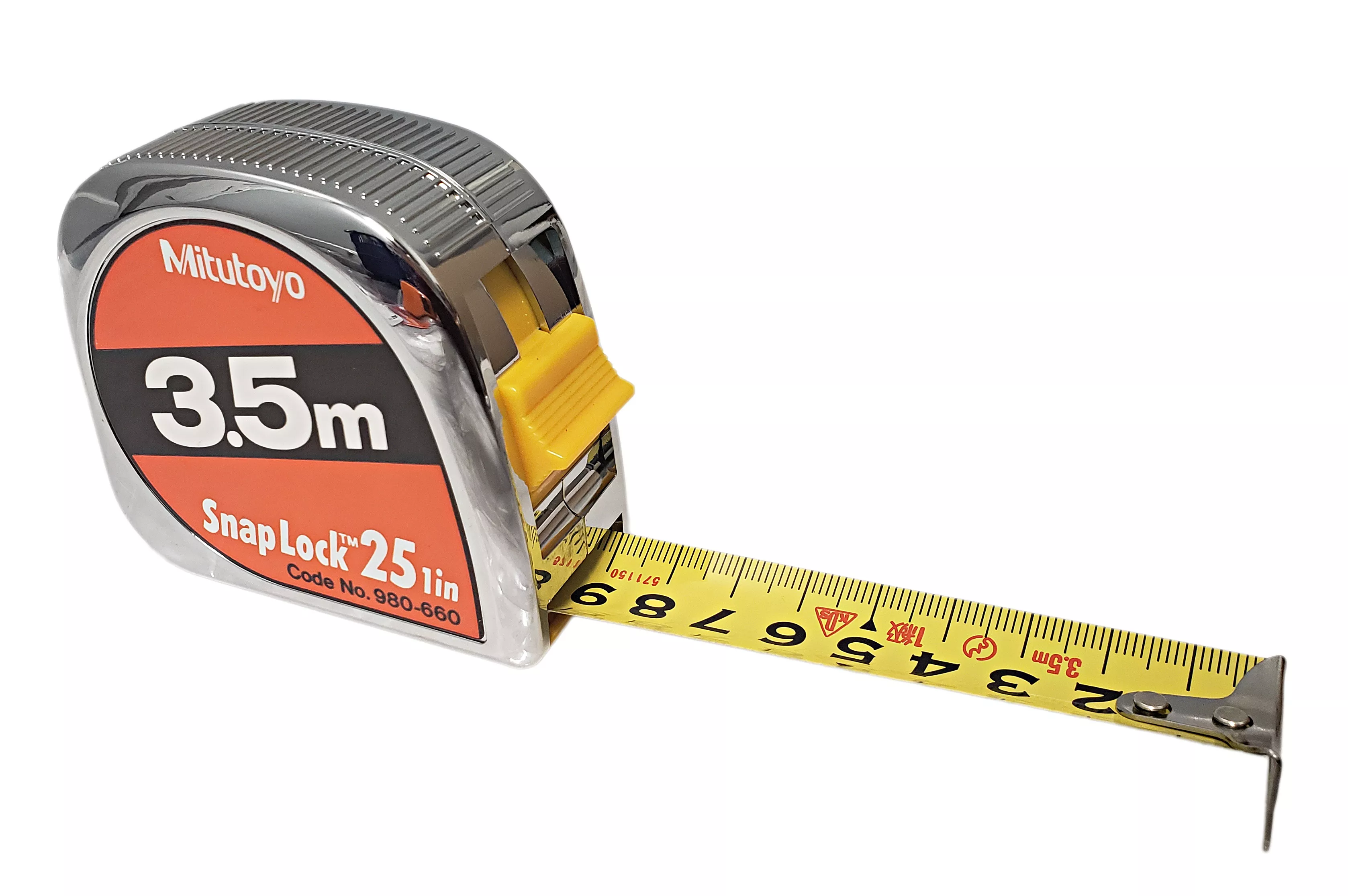 Mitutoyo 3.5m Metric Tape Measure with Snap Lock - "Metal-Look" Case (1" width)