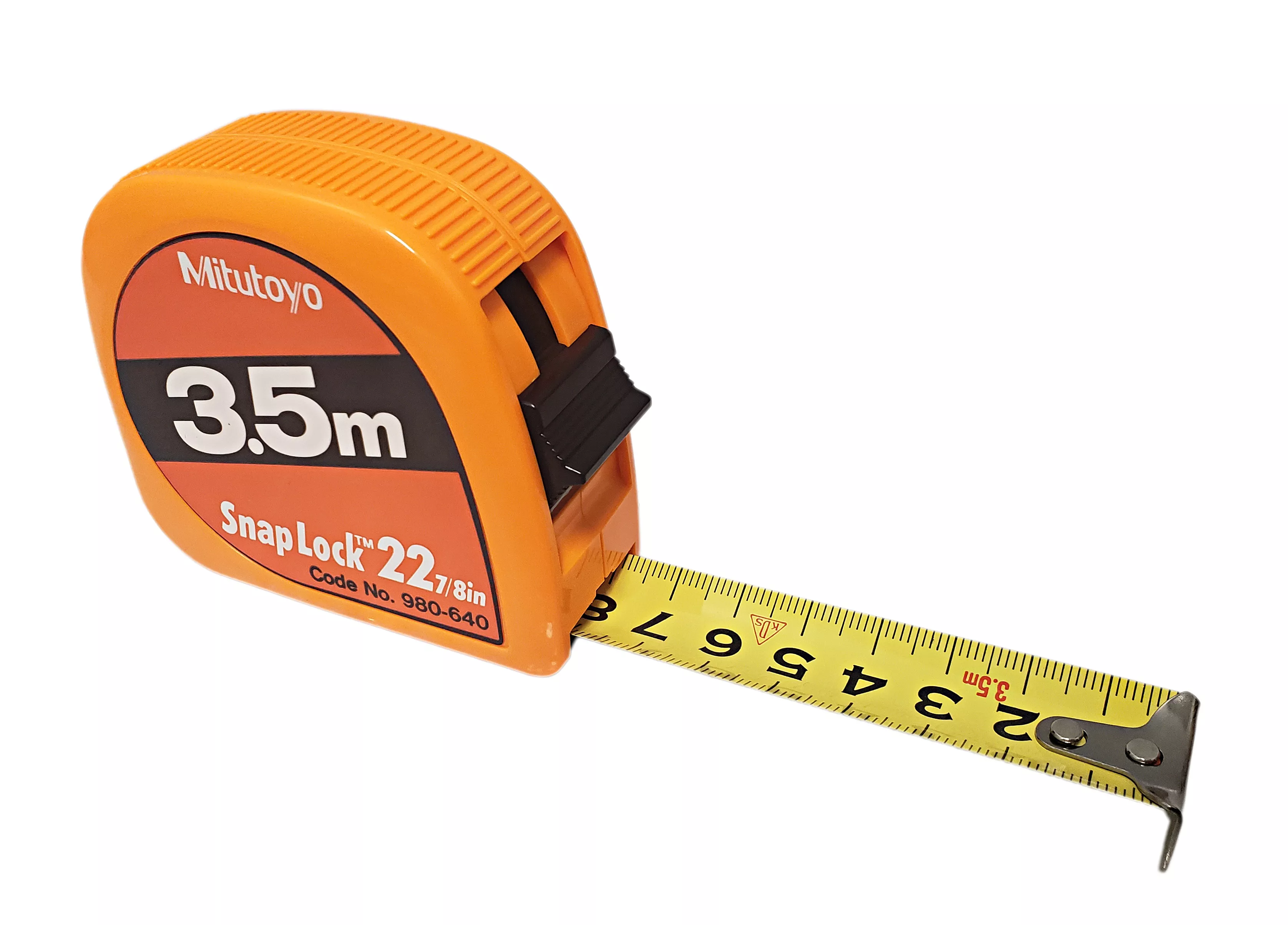 Mitutoyo 3.5m Metric Tape Measure with Snap Lock - Orange Plastic (7/8" width)