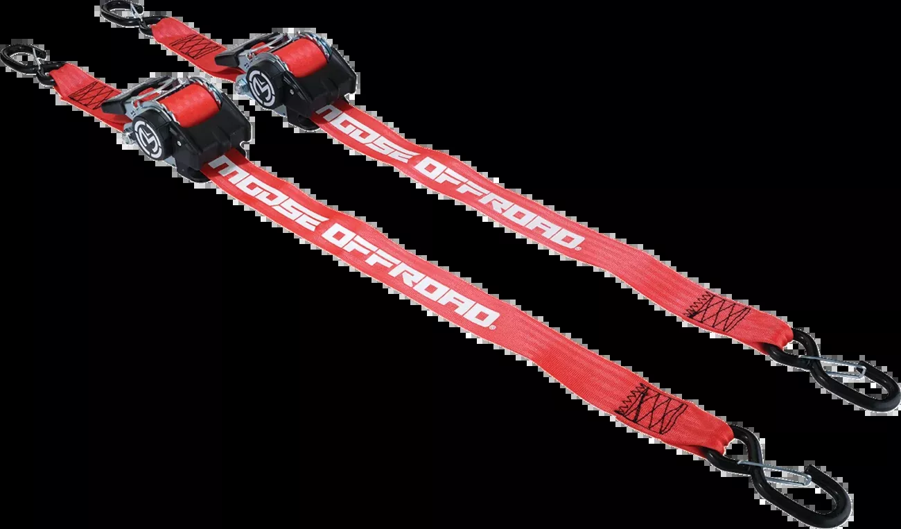 Moose Offroad Retractable Ratcheting Straps – 2″ x 10′ – Red-3920-0538