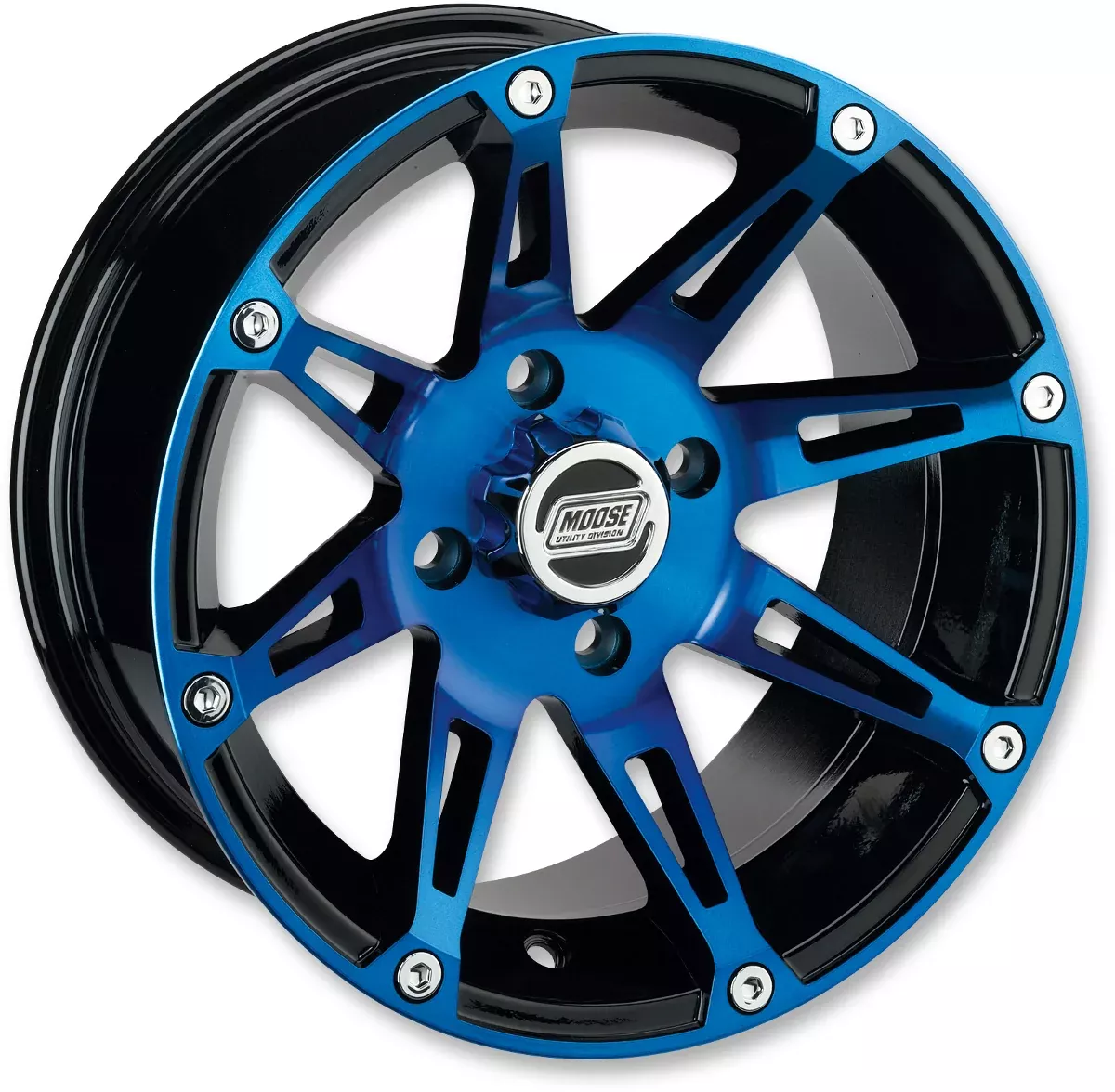 Moose Offroad Wheel - 387X - Front - Anodized Blue/Black - 12x7 - 4/110 - 4+3-387ML127110BWB4