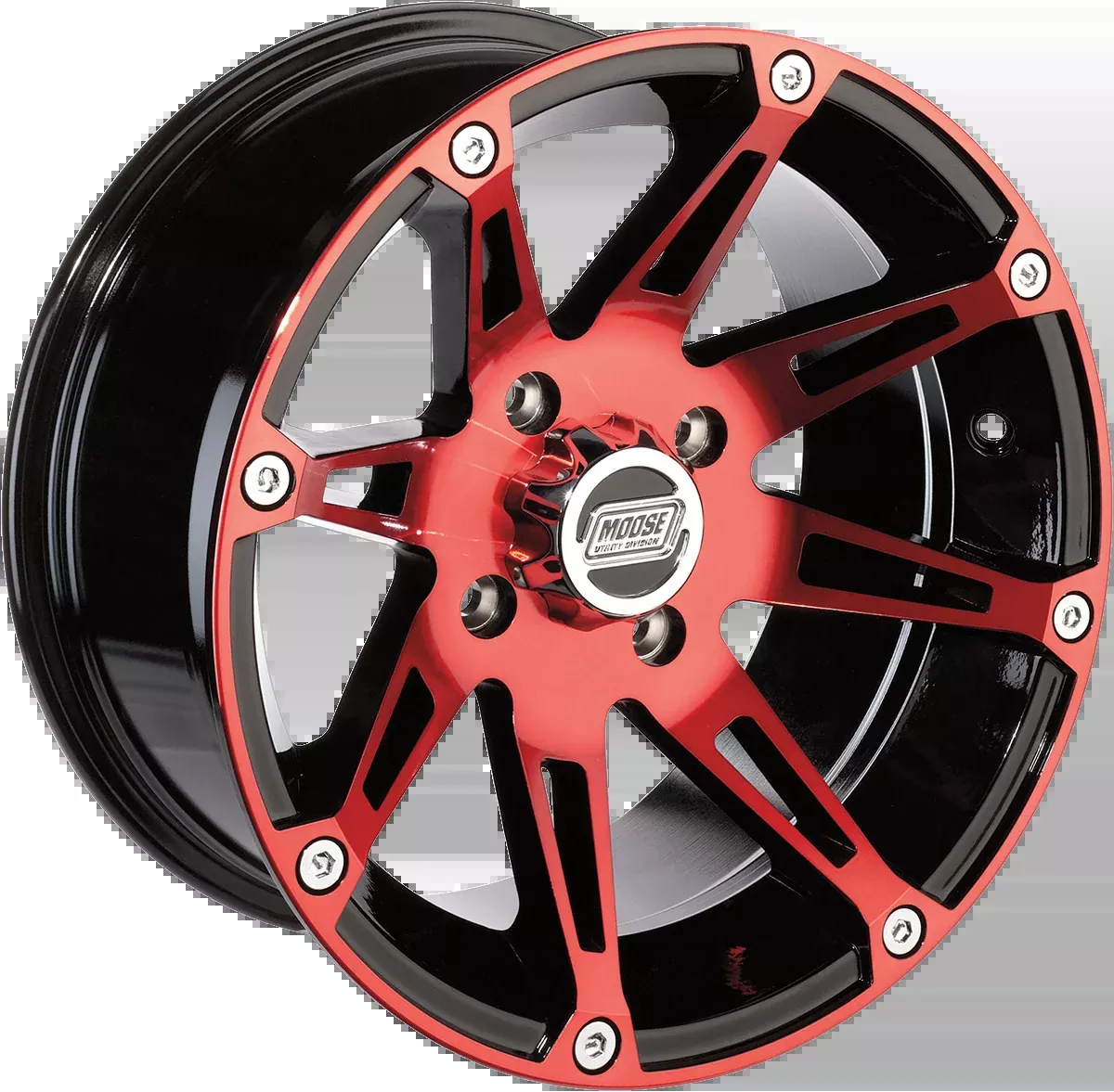 Moose Offroad Wheel - 387X - Rear - Anodized Red/Black - 12x8 - 4/156 - 4+4-387MO128156BWR4