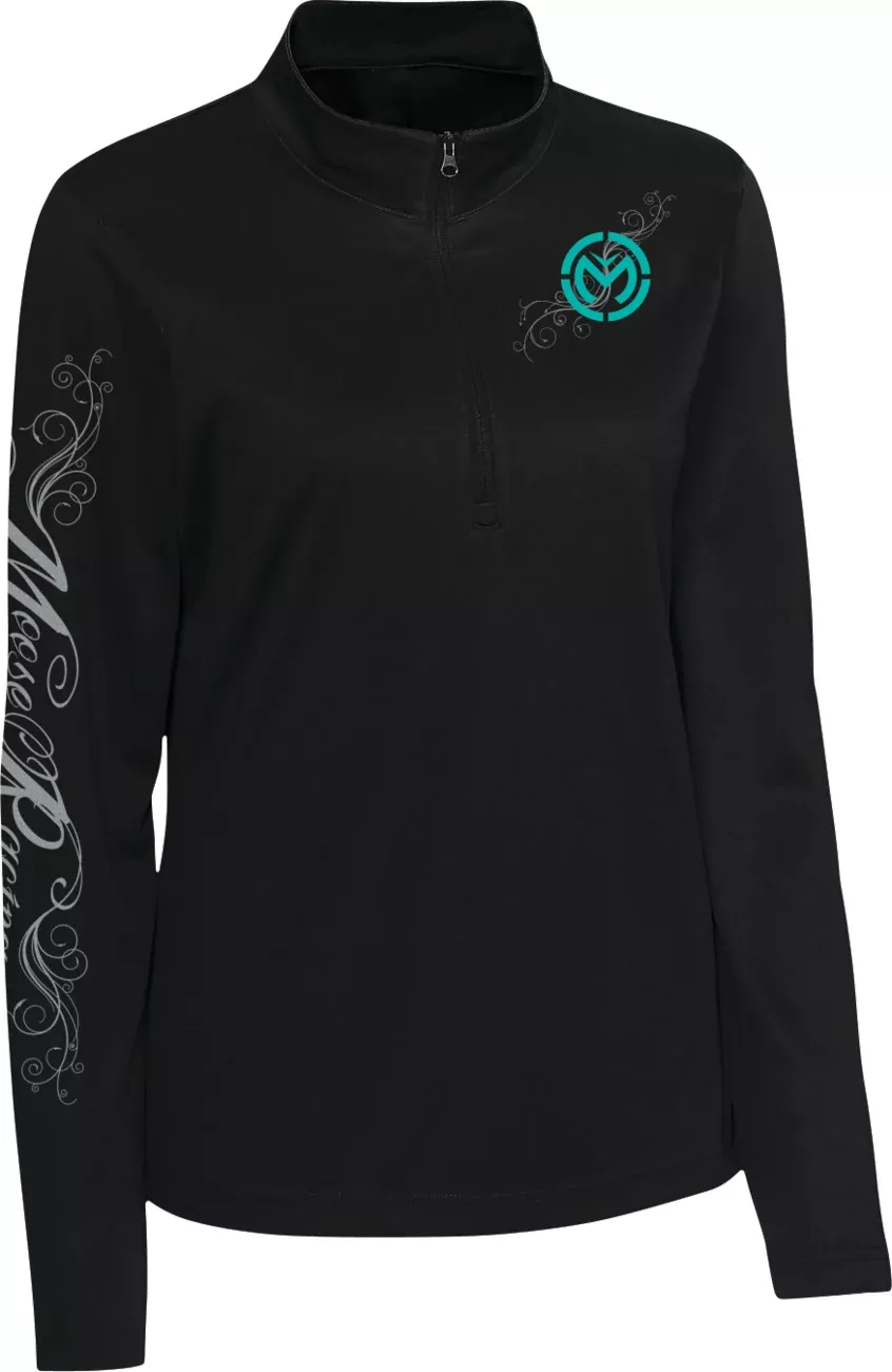 Moose Offroad Women’s Flourish Script Quarter Zip Pullover – Black – Small-3051-1231