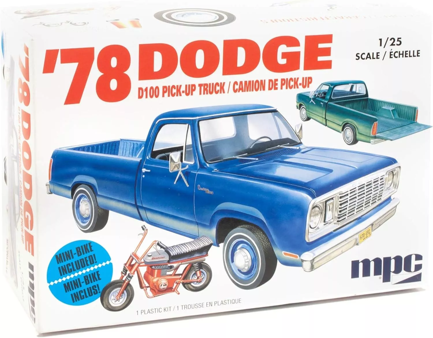 MPC 1978 Dodge D100 Pickup with Mini Bike1:25 Scale Model Kit