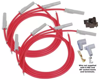 MSD Super Conductor Spark Plug Wire Set 8 Cyl Multi-Angle Boot Red 31199