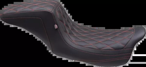 Mustang One Piece 2-Up Squareback Seat - Double Diamond - American Beauty Red/Orange Stitch - FL '08-'25