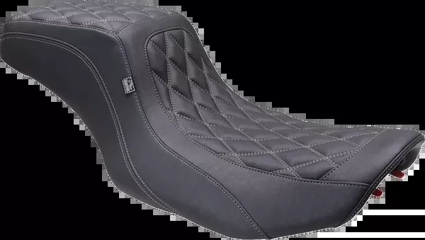 Mustang One Piece 2-Up Squareback Seat – Double Diamond – Gunmetal Stitch – FLH/FLT ’23-’25