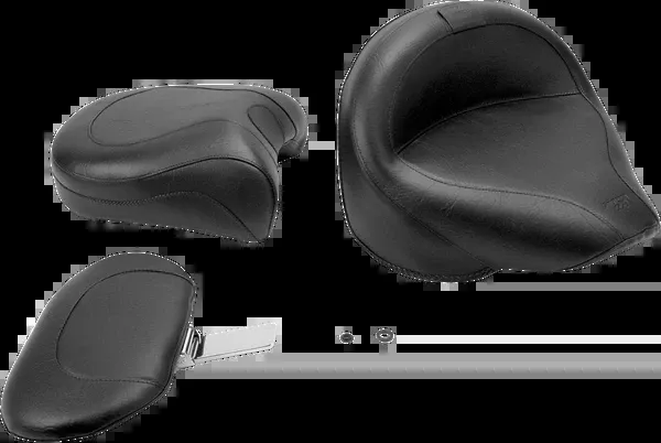 Mustang Seat – Vintage – Wide – Touring – With Driver Backrest – Two-Piece – Smooth – Black – XVS