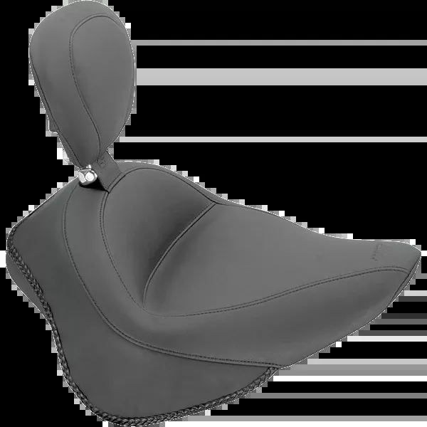 Mustang Wide Solo Seat – With Backrest – Vintage – Black – Smooth – FL/FX ’11-’17